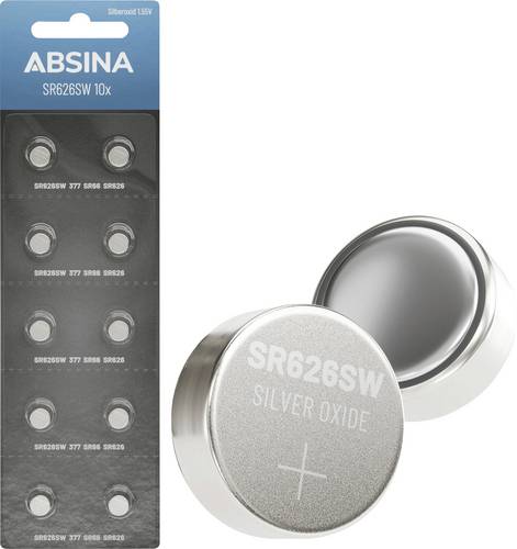 Absina Knopfzelle 377 1.55 V 10 St. Silberoxid