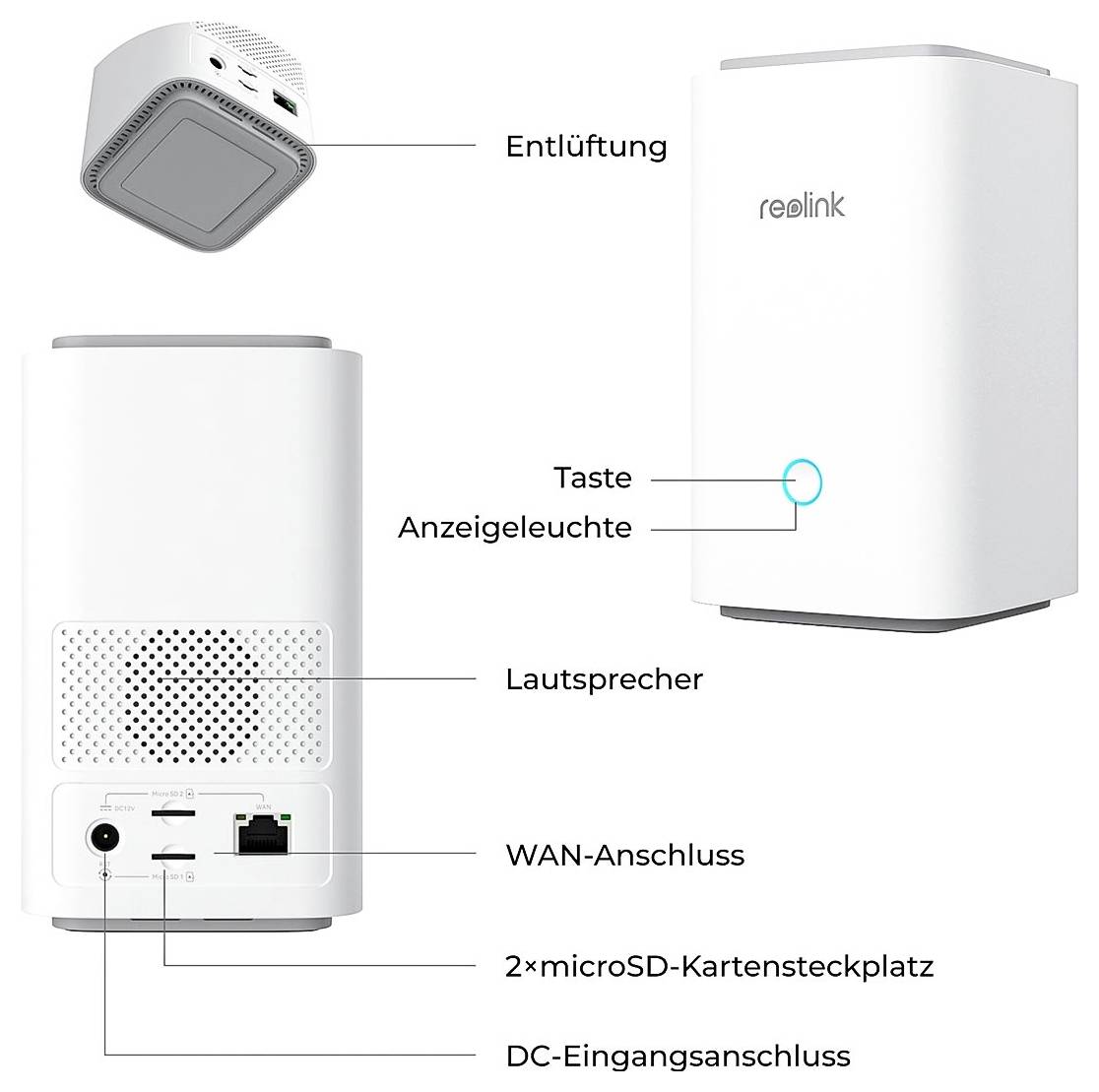 Reolink Hub 1 with 2x Argus Series B350 WS4KC01SP128-2 IP Überwachungs-Set