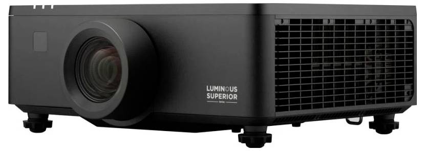 Ein schwarzer Projektor mit der Beschriftung 