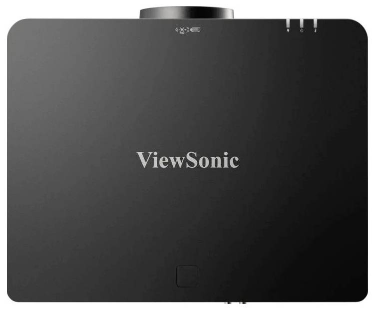 Schwarze rechteckige ViewSonic-Geräteabdeckung mit Logo in der Mitte; sichtbare Anschlussports.