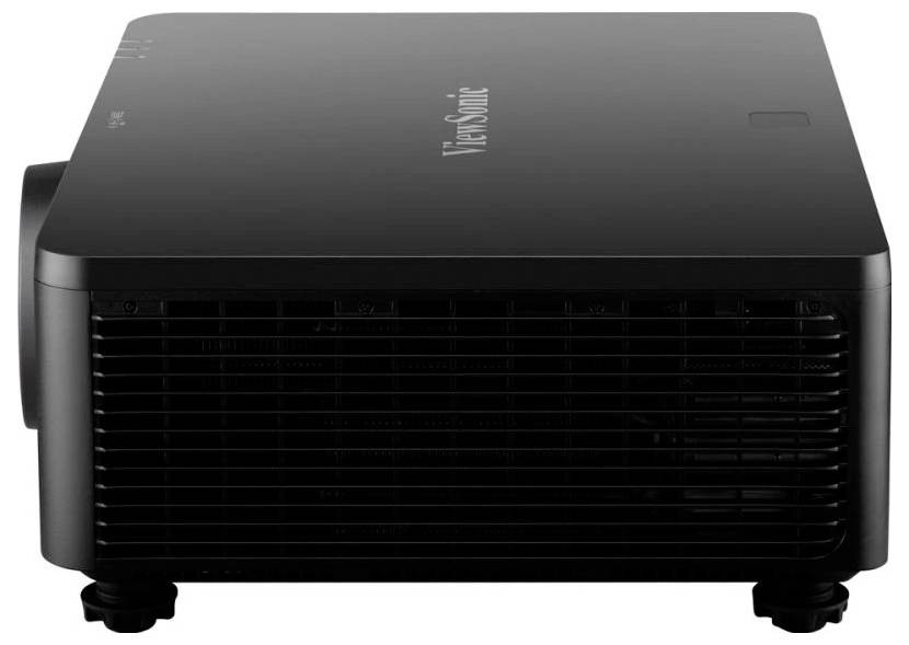 ViewSonic Projektor in Schwarz, mit seitlichen Belüftungsöffnungen zur Kühlung. Entwickelt für hochauflösende Präsentationen und Heimkinobetrieb.