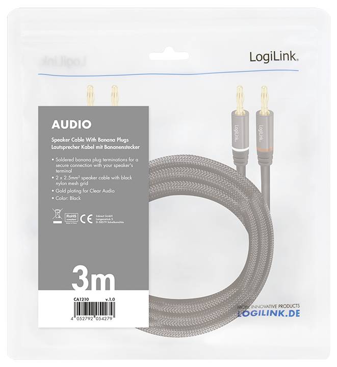 LogiLink CA1210 Audio Anschlusskabel 3.0 m Schwarz Geschirmt, Farbcodiert