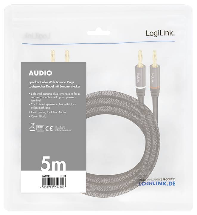 LogiLink CA1211 Audio Anschlusskabel 5.0m Schwarz Geschirmt, Farbcodiert