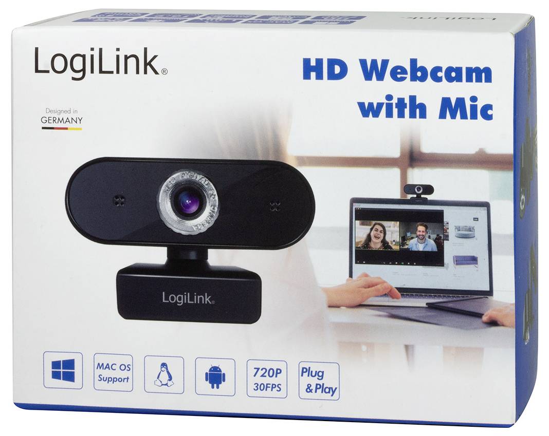 LogiLink UA0368 HD-Webcam Klemm-Halterung, Mikrofon