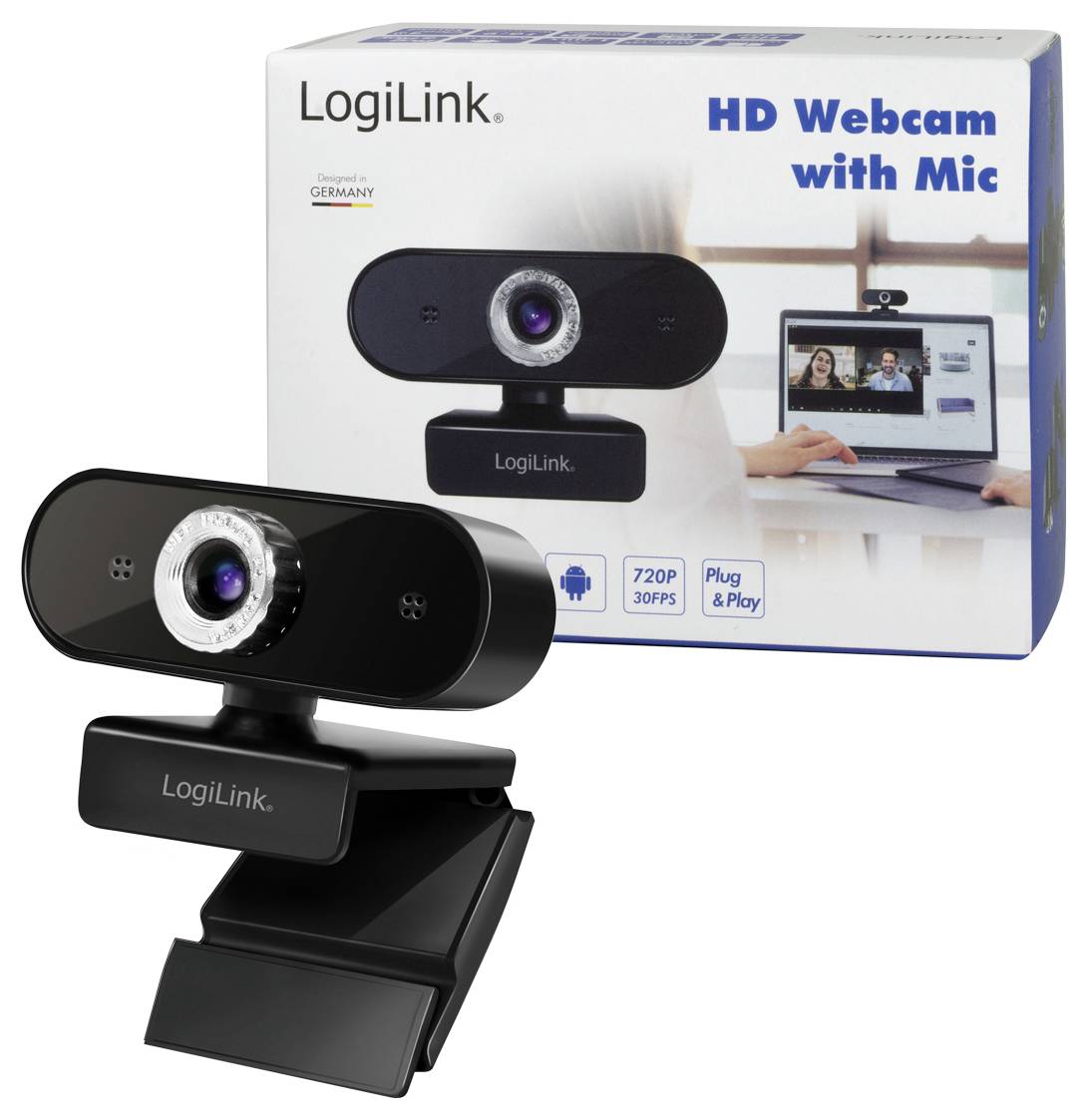 LogiLink UA0368 HD-Webcam Klemm-Halterung, Mikrofon