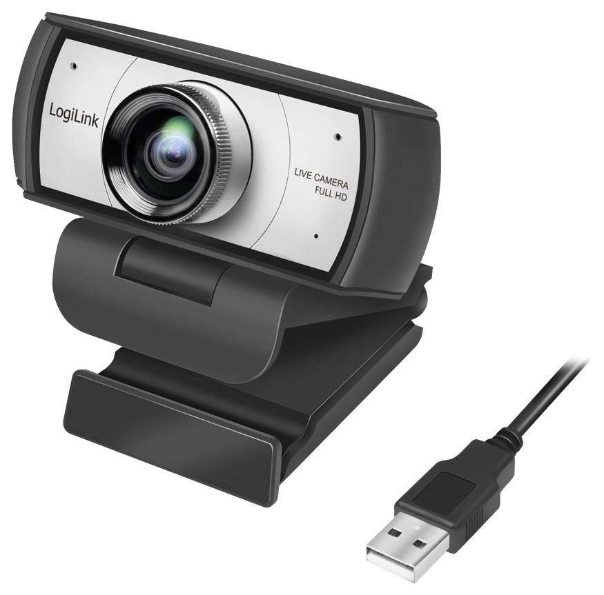 LogiLink UA0377 Full HD-Webcam Klemm-Halterung, Mikrofon