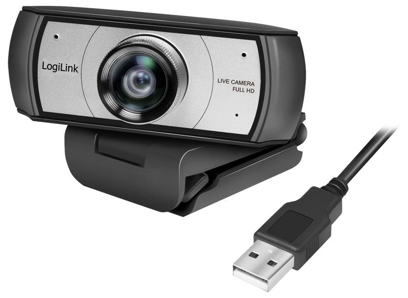 LogiLink UA0377 Full HD-Webcam Klemm-Halterung, Mikrofon