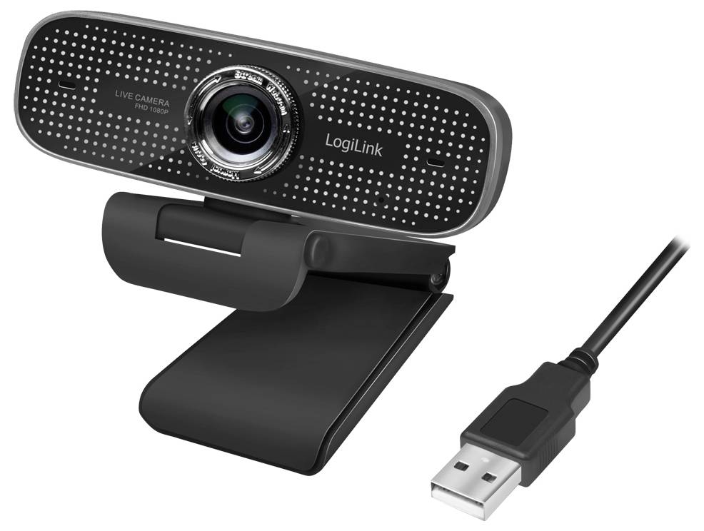 LogiLink UA0378 Full HD-Webcam Klemm-Halterung, Mikrofon
