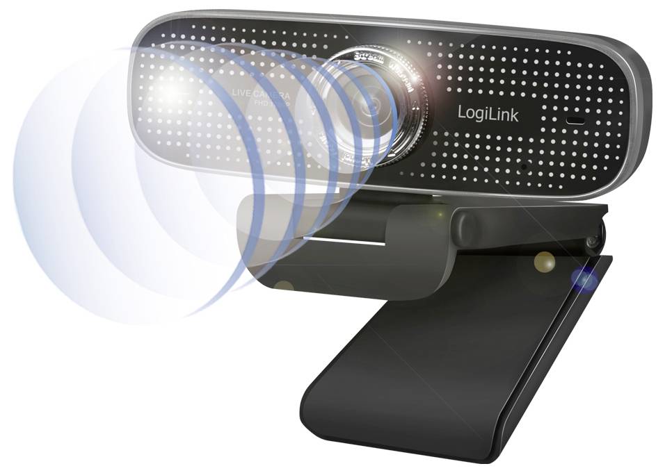 LogiLink UA0378 Full HD-Webcam Klemm-Halterung, Mikrofon