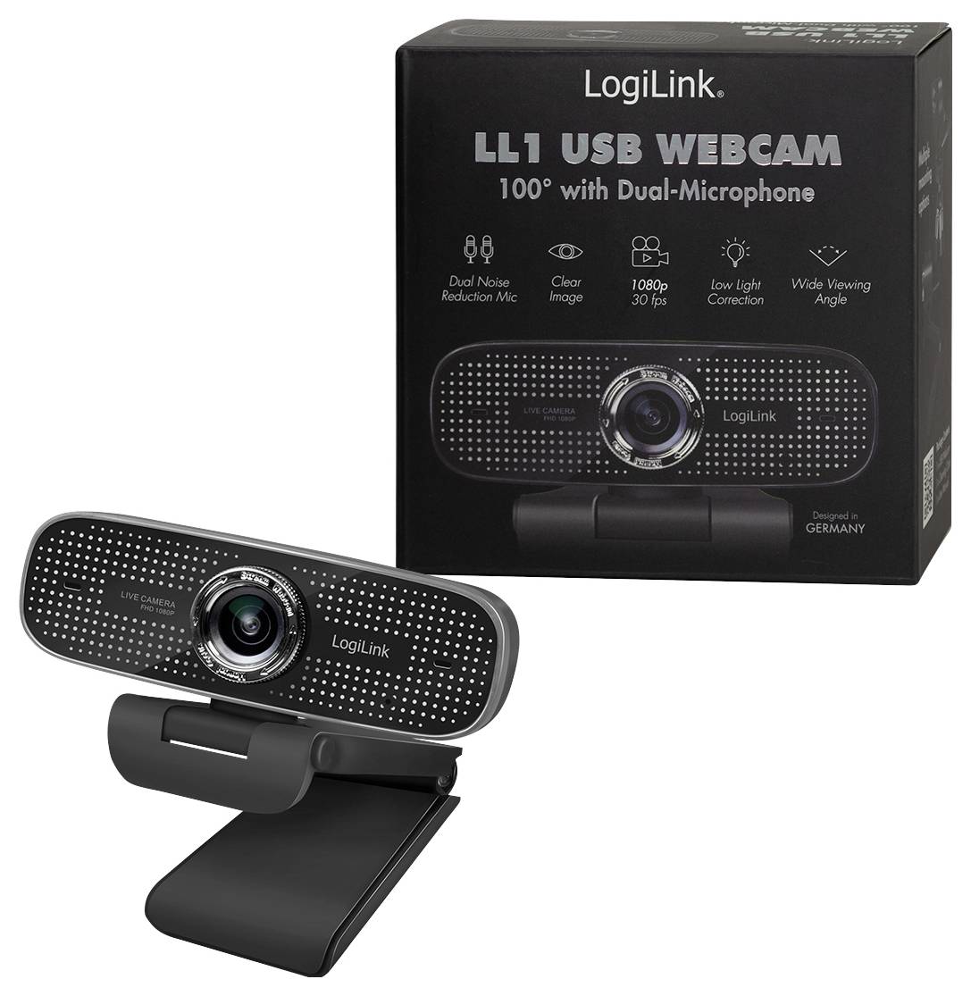 LogiLink UA0378 Full HD-Webcam Klemm-Halterung, Mikrofon