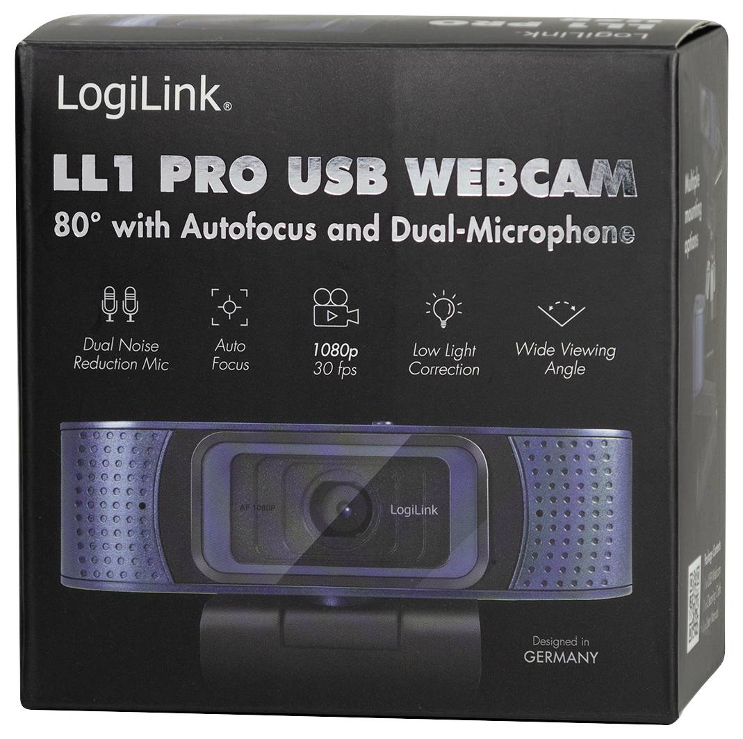 LogiLink UA0379 Full HD-Webcam Klemm-Halterung, Mikrofon