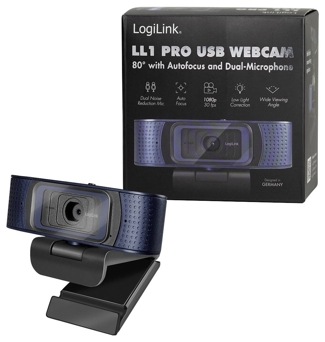 LogiLink UA0379 Full HD-Webcam Klemm-Halterung, Mikrofon