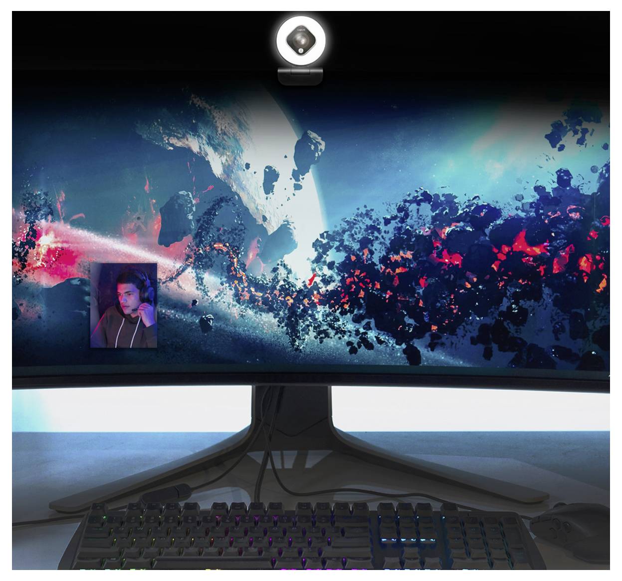 LogiLink UA0384 Full HD-Webcam Klemm-Halterung, Mikrofon