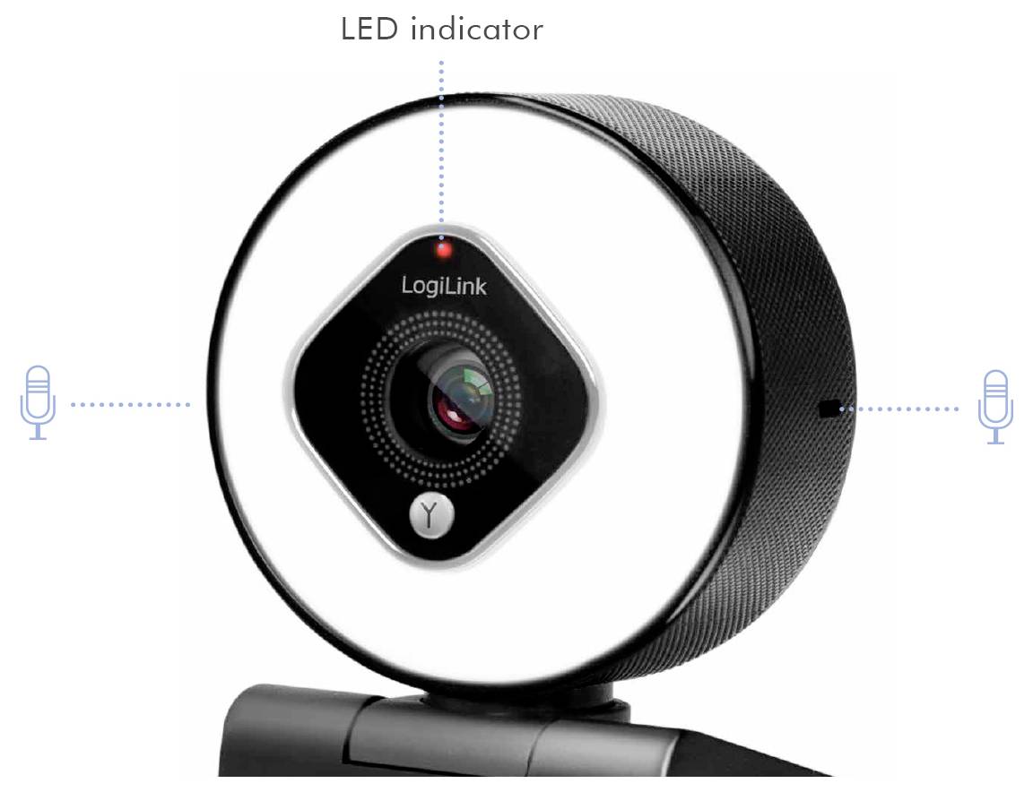 LogiLink UA0384 Full HD-Webcam Klemm-Halterung, Mikrofon