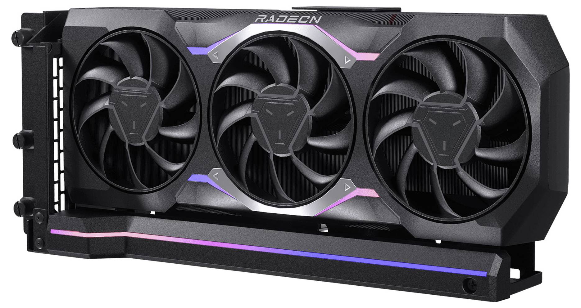 Ein rosa Computergehäuse mit sichtbaren Innenkomponenten, einschließlich Lüftern, einer Grafikkarte und einem stilisierten Designelement.