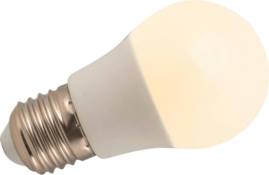 Eine weiße LED-Glühbirne mit Metallsockel wird vor einem einfarbigen Hintergrund gezeigt, wobei ihr energieeffizienter Aufbau hervorgehoben wird.