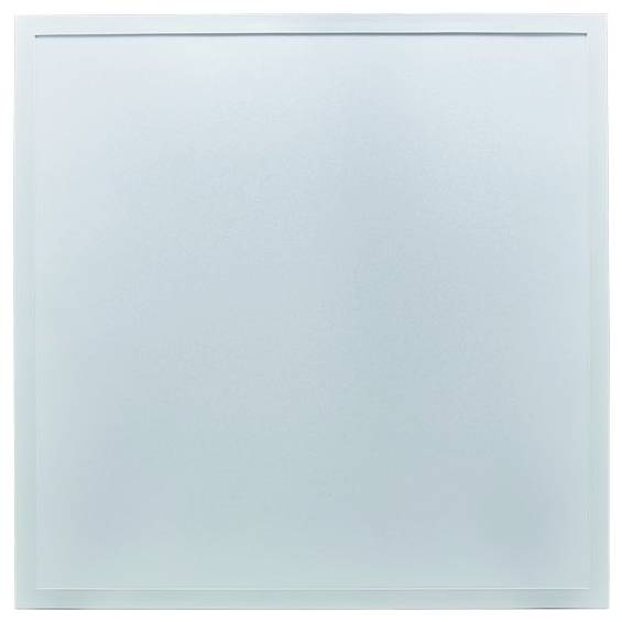 Eine quadratische Glasstafel mit einer mattfrosted Oberfläche, in einem weißen Rahmen eingefasst, wahrscheinlich zum Schreiben oder zur Informationspräsentation verwendet.