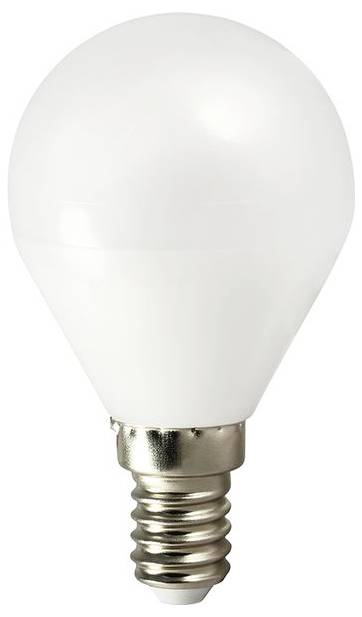 Eine kleine, matte LED-Glühbirne mit metallischer Schraubfassung, geeignet für energieeffiziente Beleuchtung in verschiedenen Armaturen.