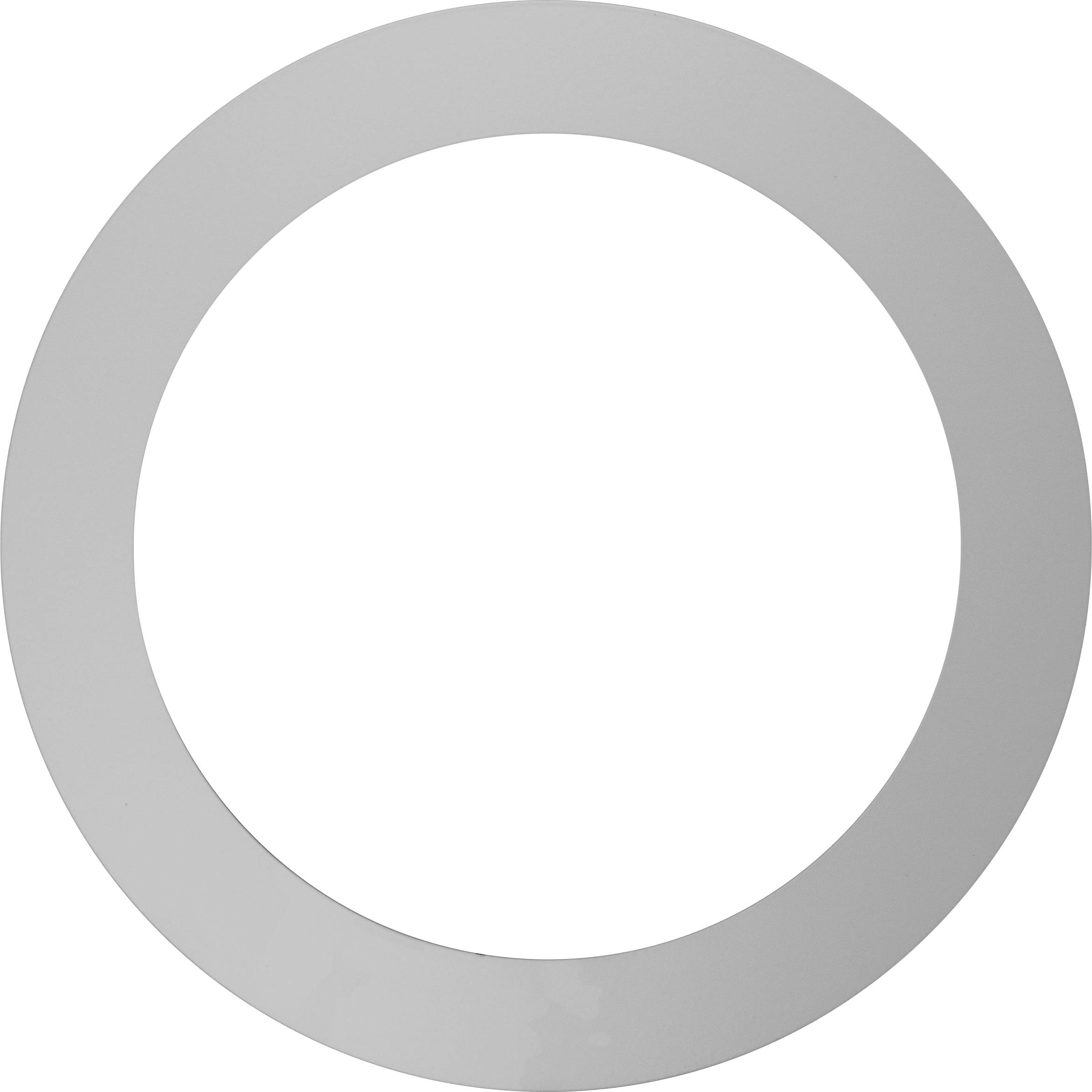 Ein schlichter grauer Ring mit einem weißen Kreismittelpunkt auf weißem Hintergrund.
