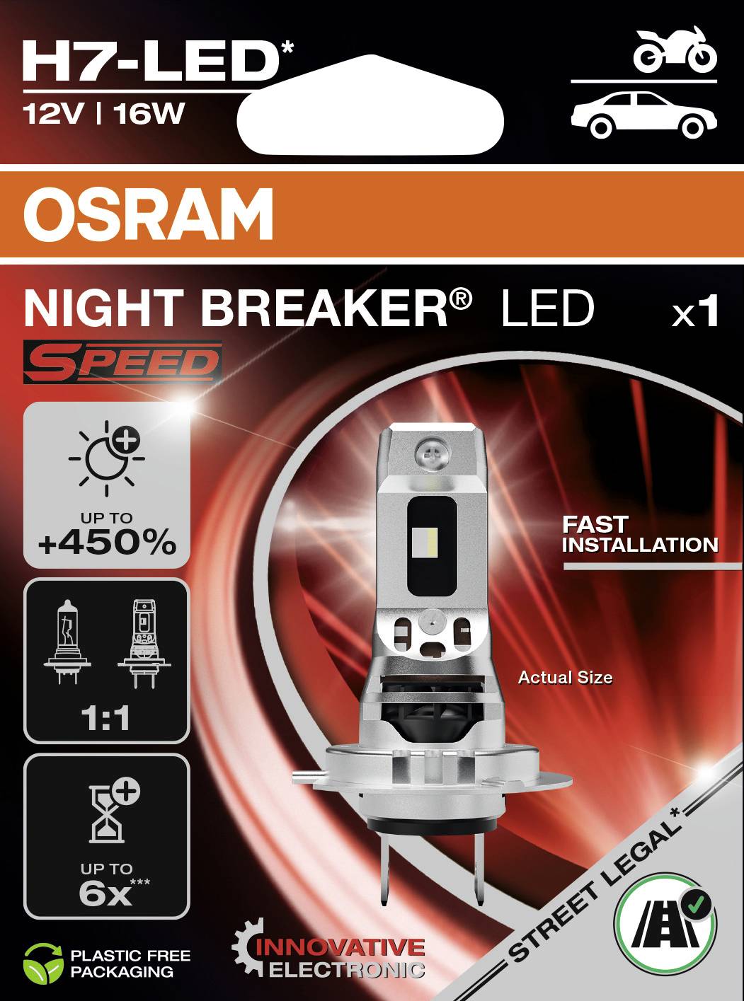 OSRAM 64210DWNBSP-1HB LED Leuchtmittel NIGHT BREAKER® LED SPEED H7 16 W 12 V