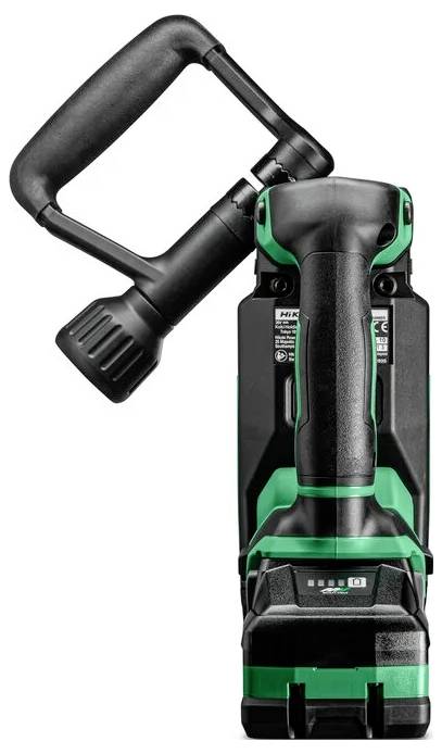 Ein grün-schwarzes schnurloses Elektrowerkzeug mit einem robusten Griff und Batterieanzeigelampe, konzipiert für robuste Arbeiten.