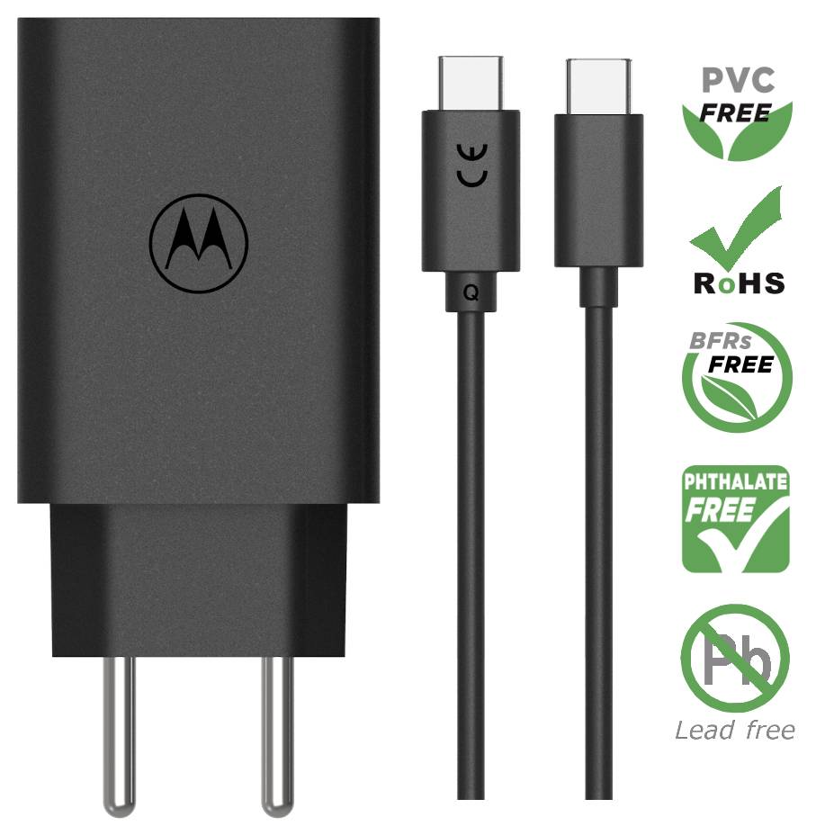 Motorola USB Ladegerät 50W 1x USB-A, 1x USB-C® USB PD, QC 3.0 Schwarz