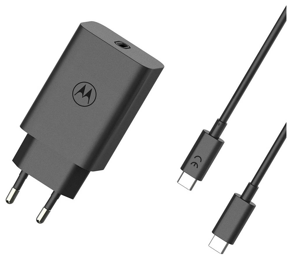 Ein schwarzes Netzteil mit USB-C-Anschlüssen an beiden Enden des Kabels, das für das Aufladen elektronischer Geräte entwickelt wurde.