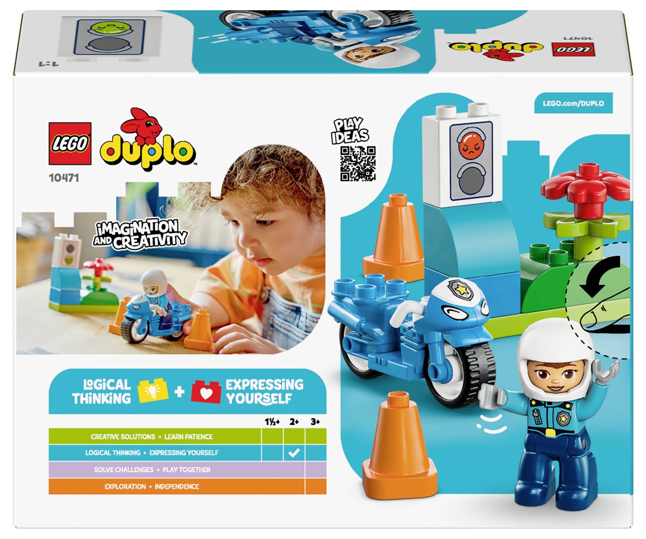 Lego Duplo Set 10497: Polizeimotorrad und Straßenaufbau für Kinder ab 1,5 Jahren zur Förderung von Vorstellungskraft, Kreativität, logischem Denken und Ausdruck.