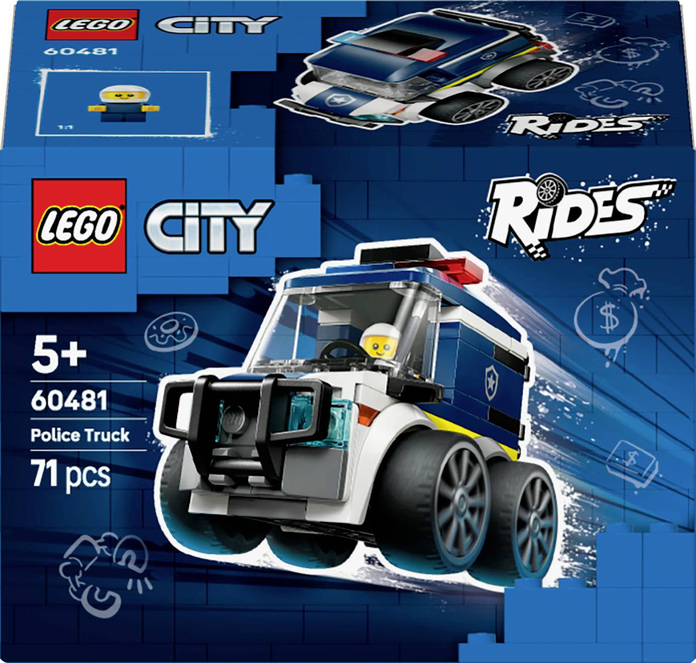 Lego City Polizeiwagen-Set 60481 mit einem Polizeifahrzeug-Spielzeug und 71 Teilen. Geeignet für Kinder ab 5 Jahren.