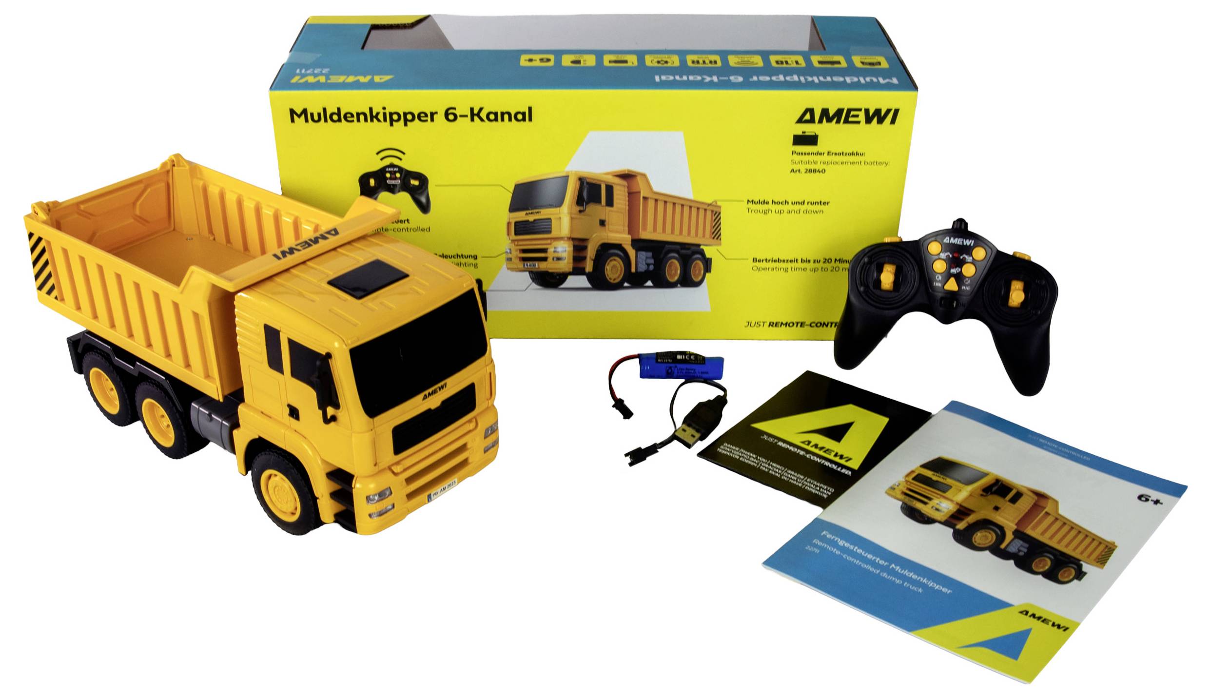 Amewi 1:18 Baufahrzeug Baufahrzeug inkl. Akku und Ladekabel, mit Lichteffekt