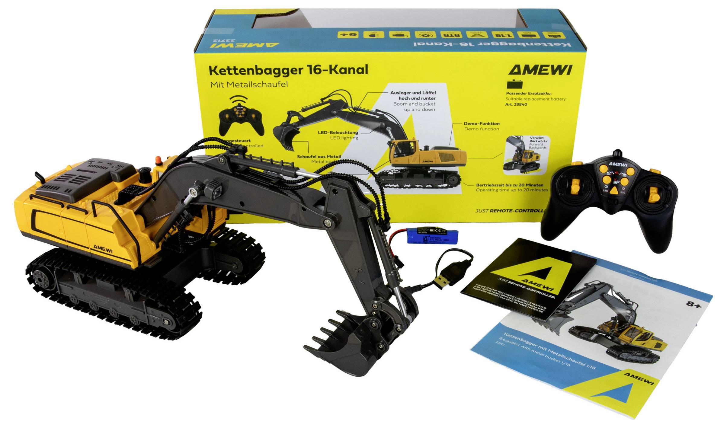 Amewi 22712 1:18 Elektro Baufahrzeug RtR