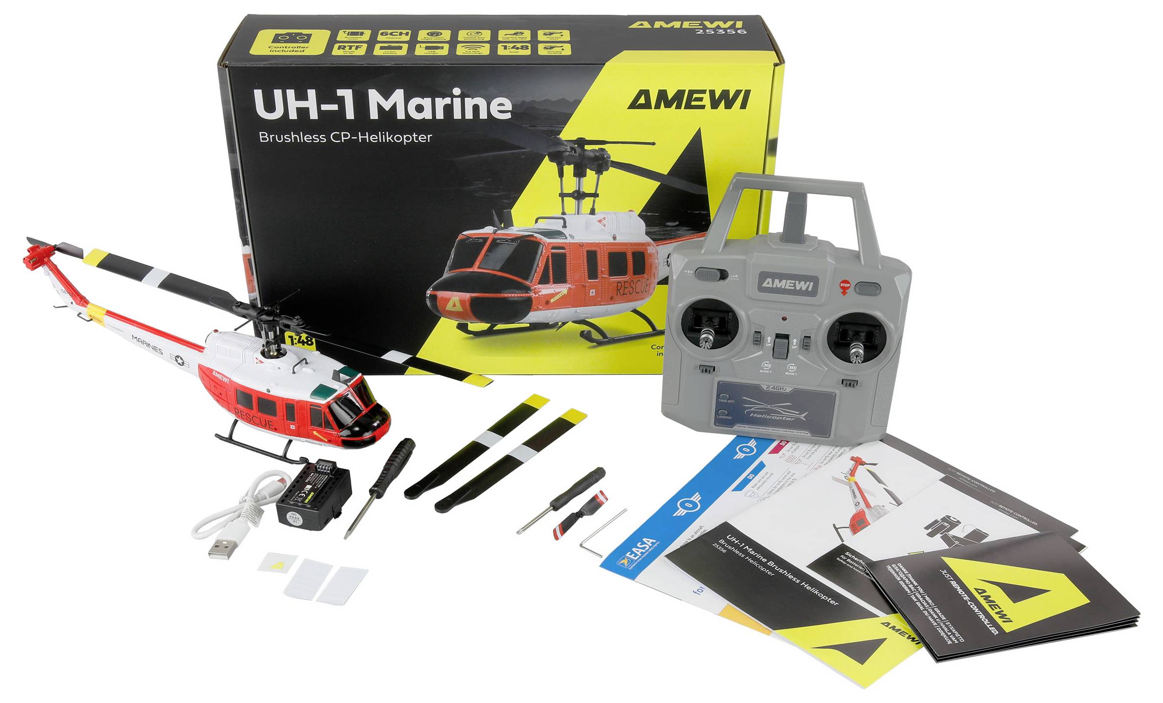 Amewi UH-1 Marine RC Hubschrauber RtF