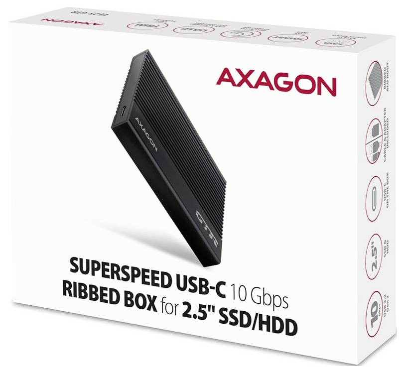 'AXAGON Superspeed USB-C gerippte Box für 2,5