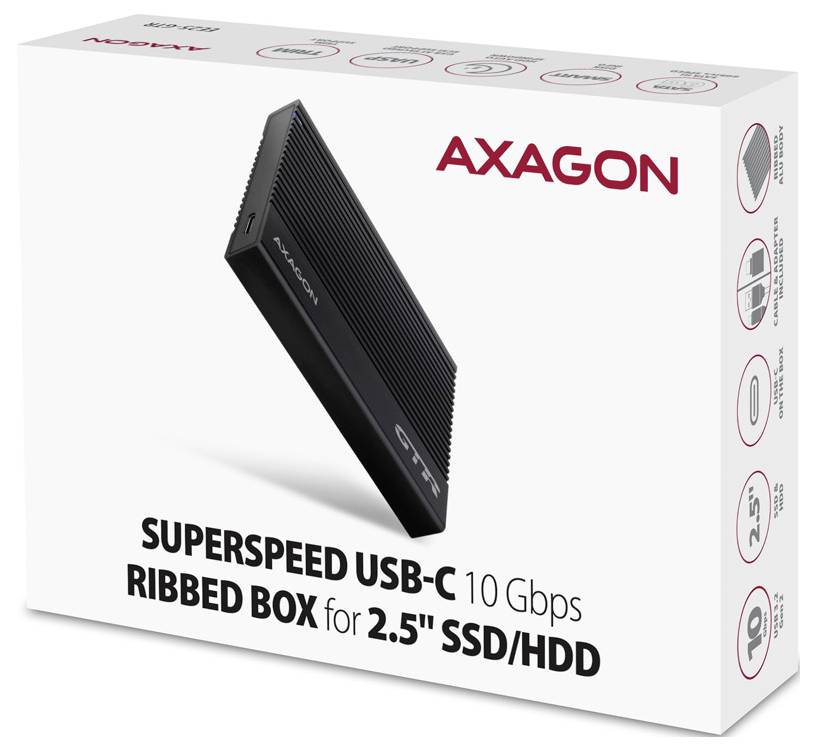 'Axagon SuperSpeed USB-C gerippte Box für 2,5