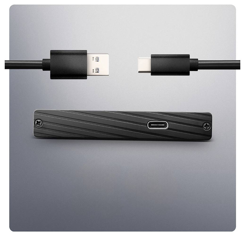 USB-A auf USB-C Kabel mit USB-C Anschlussadapter.