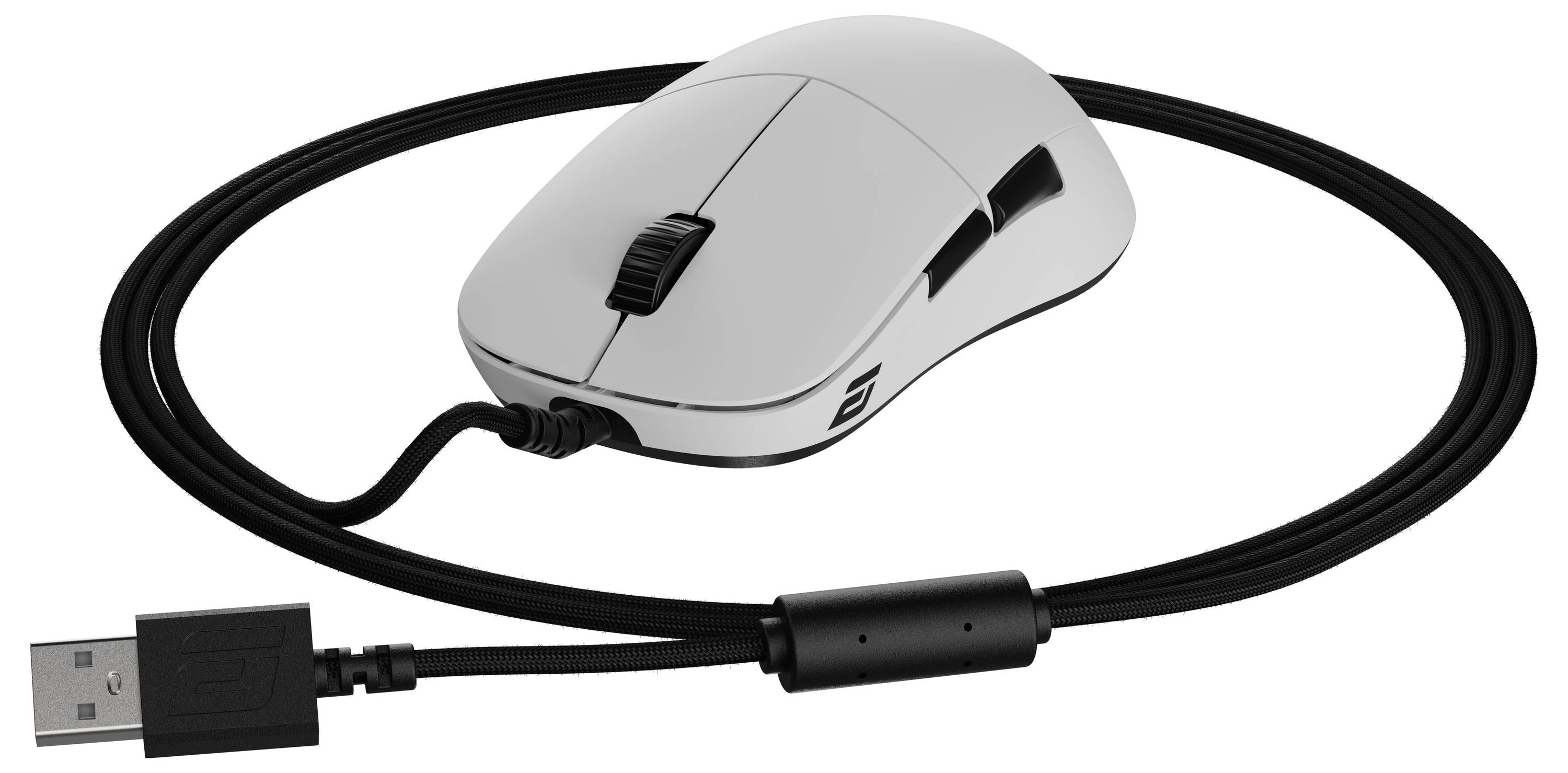 Eine kabelgebundene Computermaus mit elegantem, ergonomischem Design und USB-Anschluss, geeignet für Desktop- oder Laptop-Nutzung.