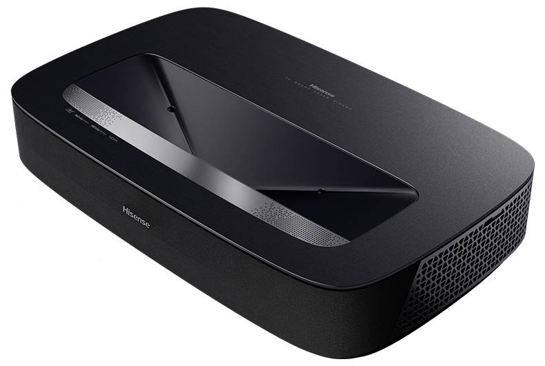 Ein dunkler rechteckiger drahtloser Router mit elegantem Design, ausgestattet mit einer glänzenden Oberfläche und belüfteten Seiten für eine effiziente Kühlung.