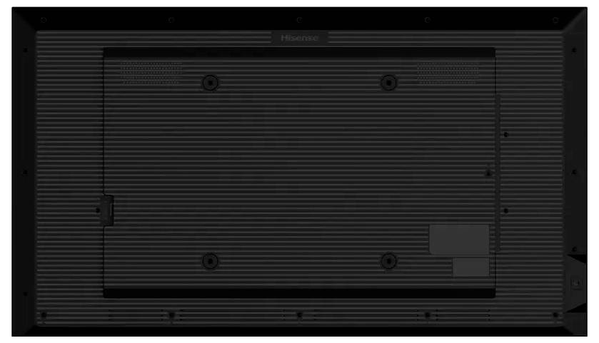 Ein wandmontiertes schwarzes elektronisches Gerät mit einem gerippten Muster und der Aufschrift 'Hisense' oben.