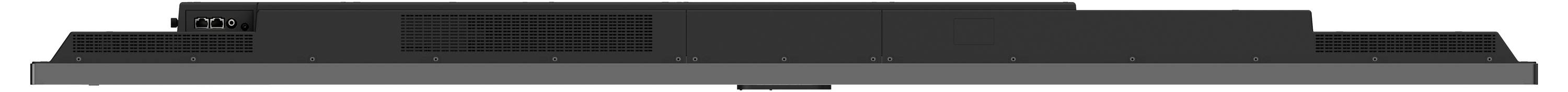 Eine schwarze Computertastatur mit einem integriertem Trackpad, das zentral unterhalb der Tasten positioniert ist.