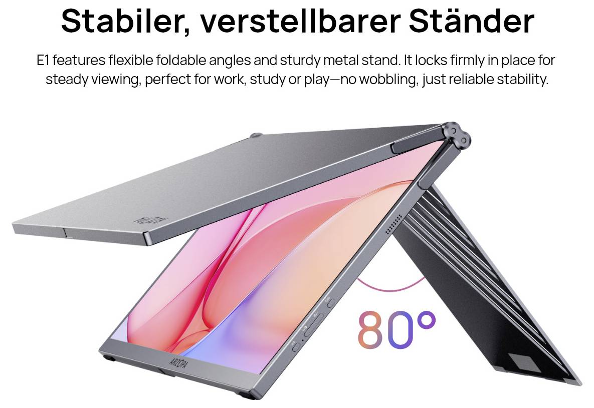 Arzopa E1 Dual Screen Portabler Monitor EEK E (A - G) 39.6cm (15.6 Zoll) 1920 x 1080 Pixel 16:9 25 ms HDMI®, USB-C® (DP Alt Mode)