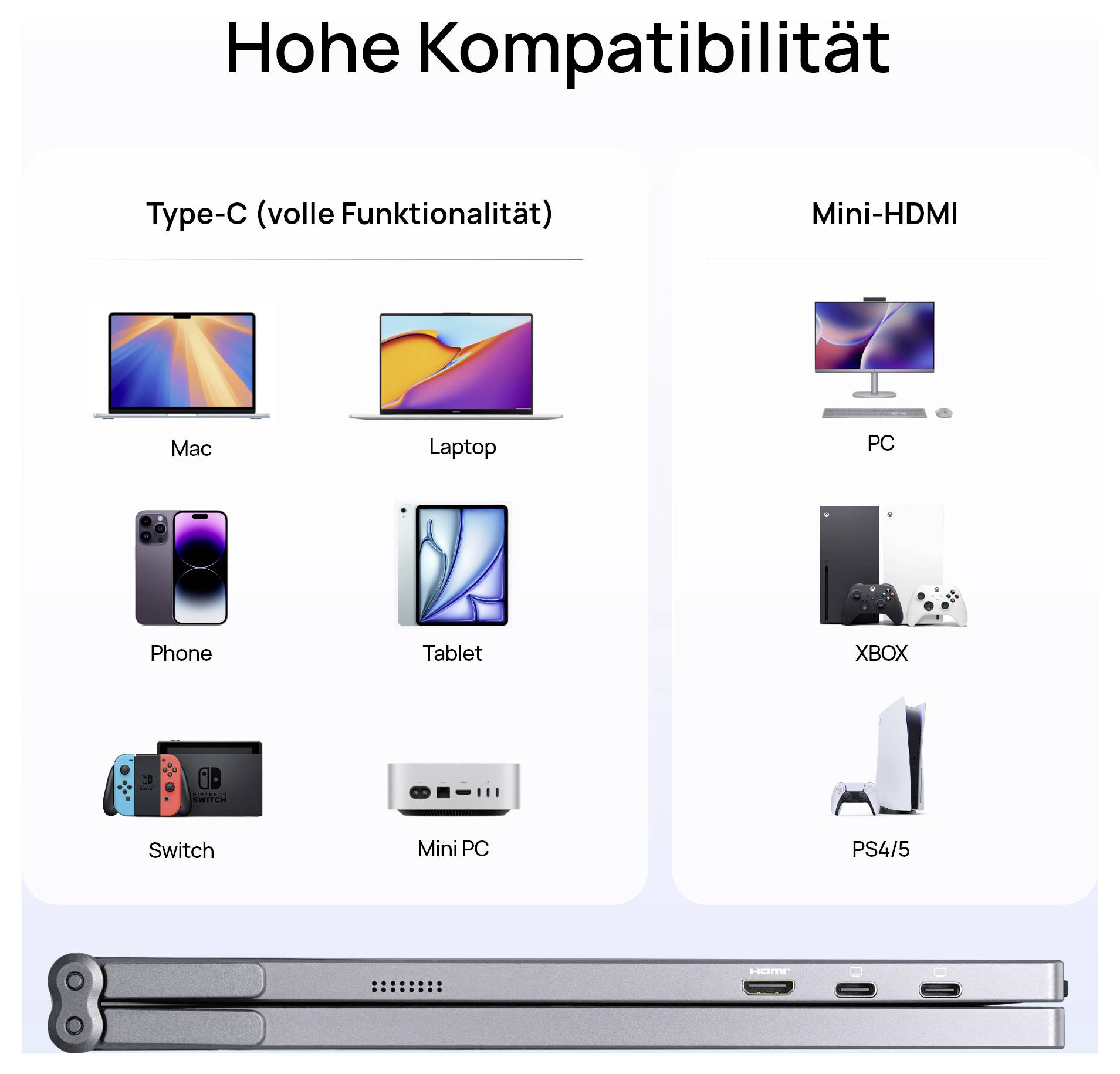 Arzopa E1 Dual Screen Portabler Monitor EEK E (A - G) 39.6cm (15.6 Zoll) 1920 x 1080 Pixel 16:9 25 ms HDMI®, USB-C® (DP Alt Mode)