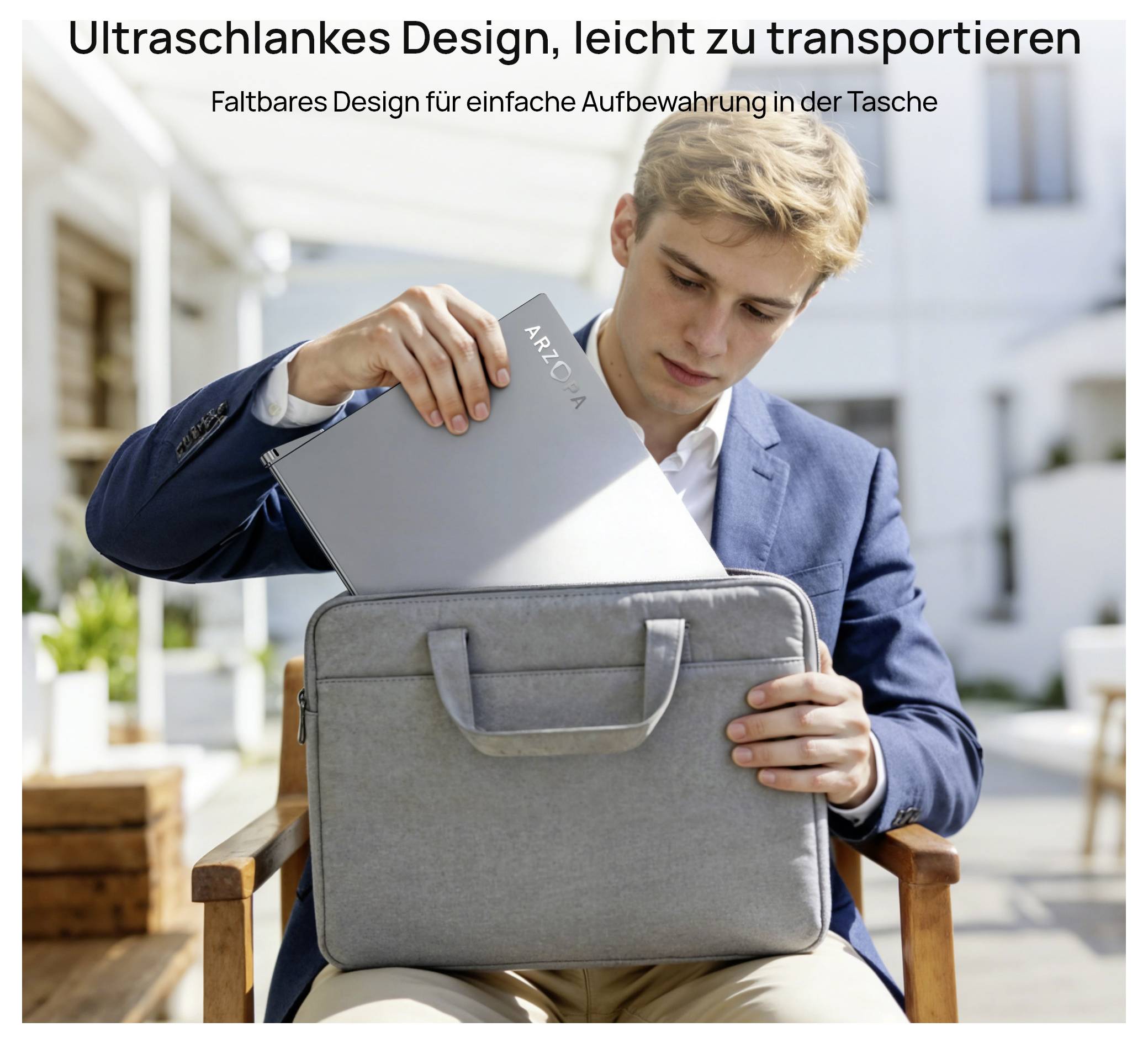 Arzopa E1 Dual Screen Portabler Monitor EEK E (A - G) 39.6cm (15.6 Zoll) 1920 x 1080 Pixel 16:9 25 ms HDMI®, USB-C® (DP Alt Mode)