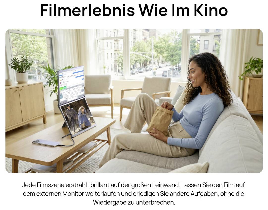 Arzopa E1 Dual Screen Portabler Monitor EEK E (A - G) 39.6cm (15.6 Zoll) 1920 x 1080 Pixel 16:9 25 ms HDMI®, USB-C® (DP Alt Mode)