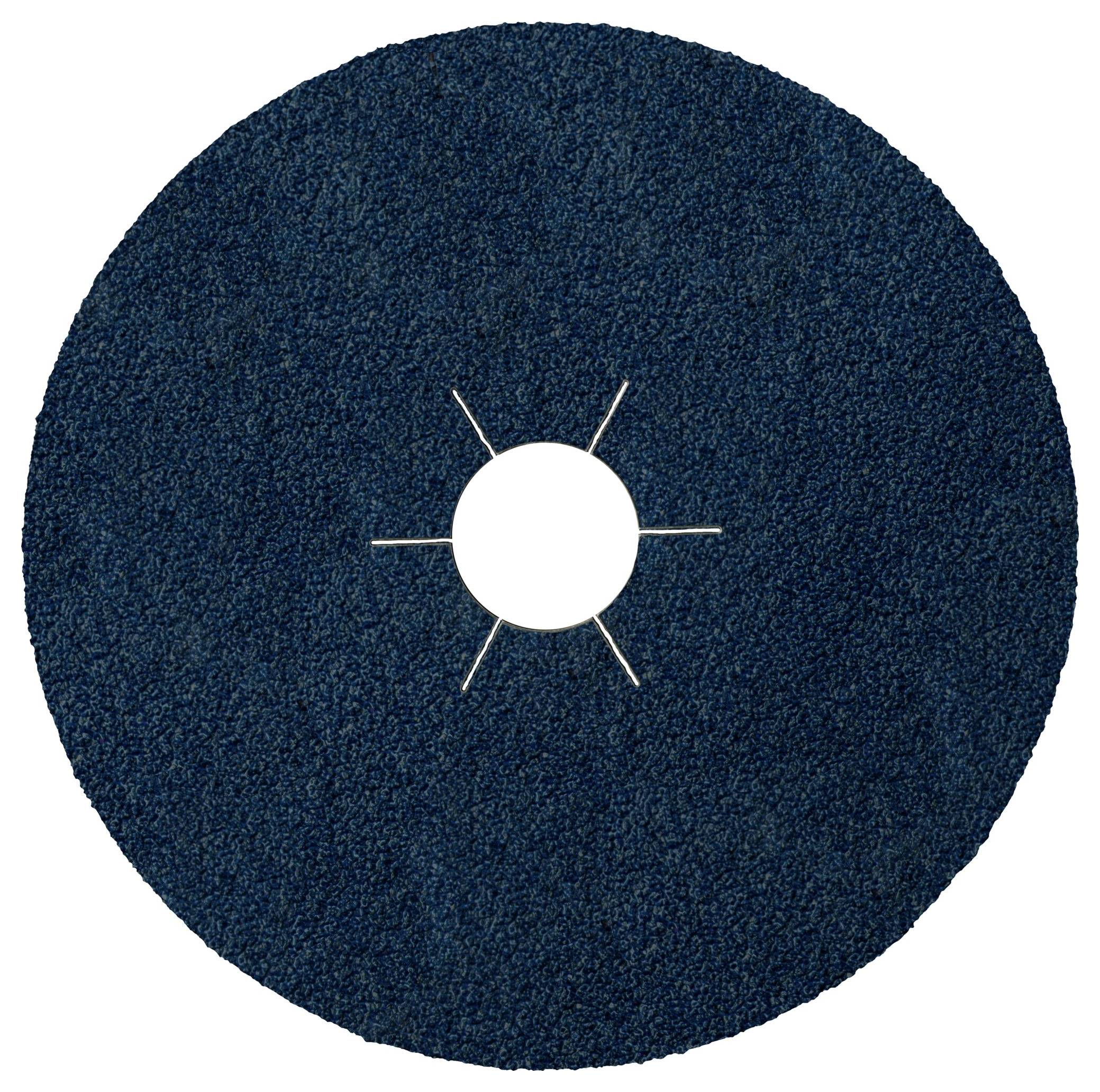A dark blue circular scrubbing pad with a central hole and three white radial cuts near the center. Used for cleaning or polishing surfaces.