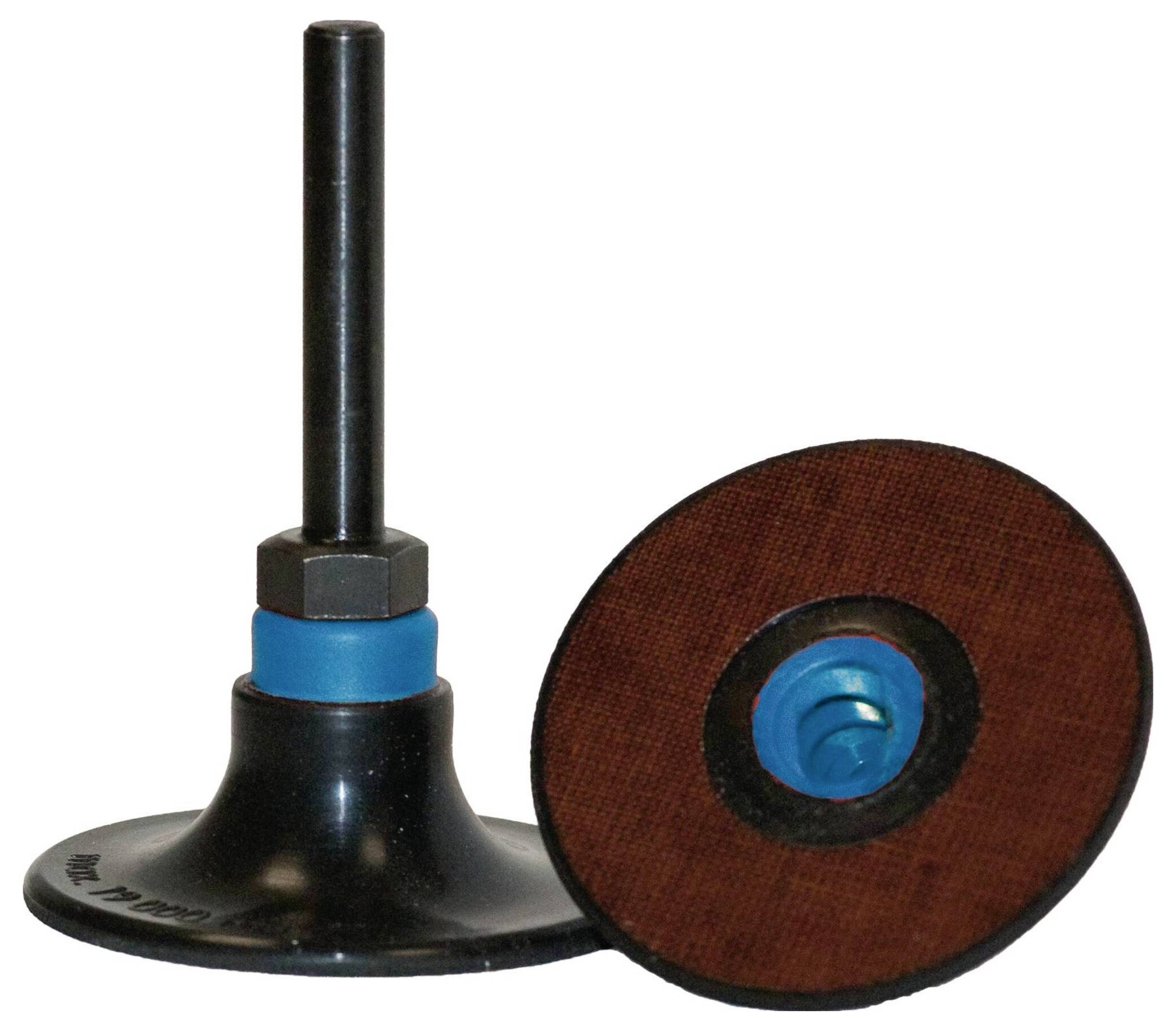 Schleifscheiben-Werkzeug mit Schleifscheiben, eine senkrecht aufgestellt und die Befestigungsmechanismus zeigend, die andere flach daneben liegend, für Materialbearbeitung.