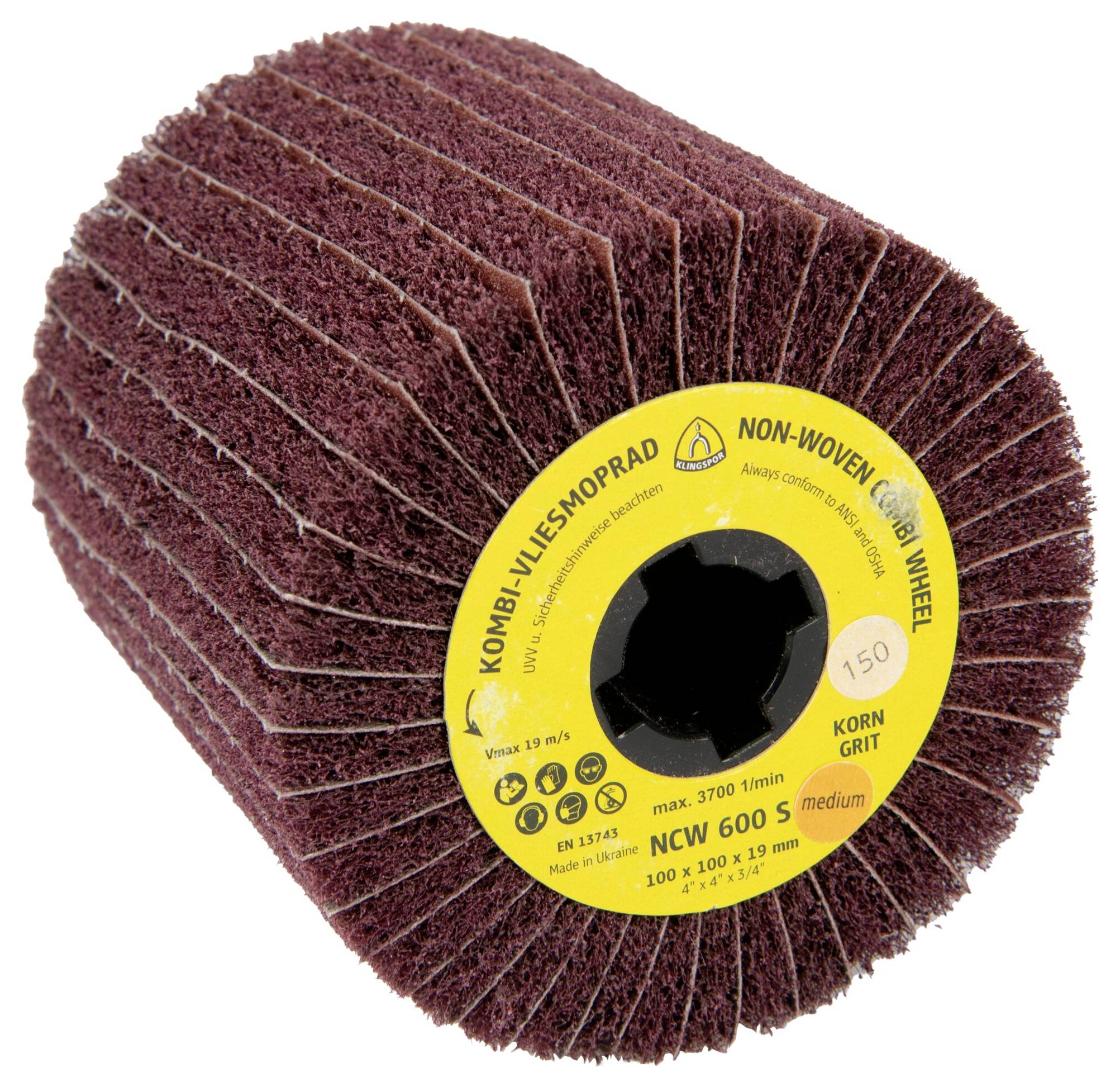 Klingspor 320247 NCW 600 S Vliesmopräder Kombination, 110 x 100 x 19mm Korn 100 Medium 110mm 1St.