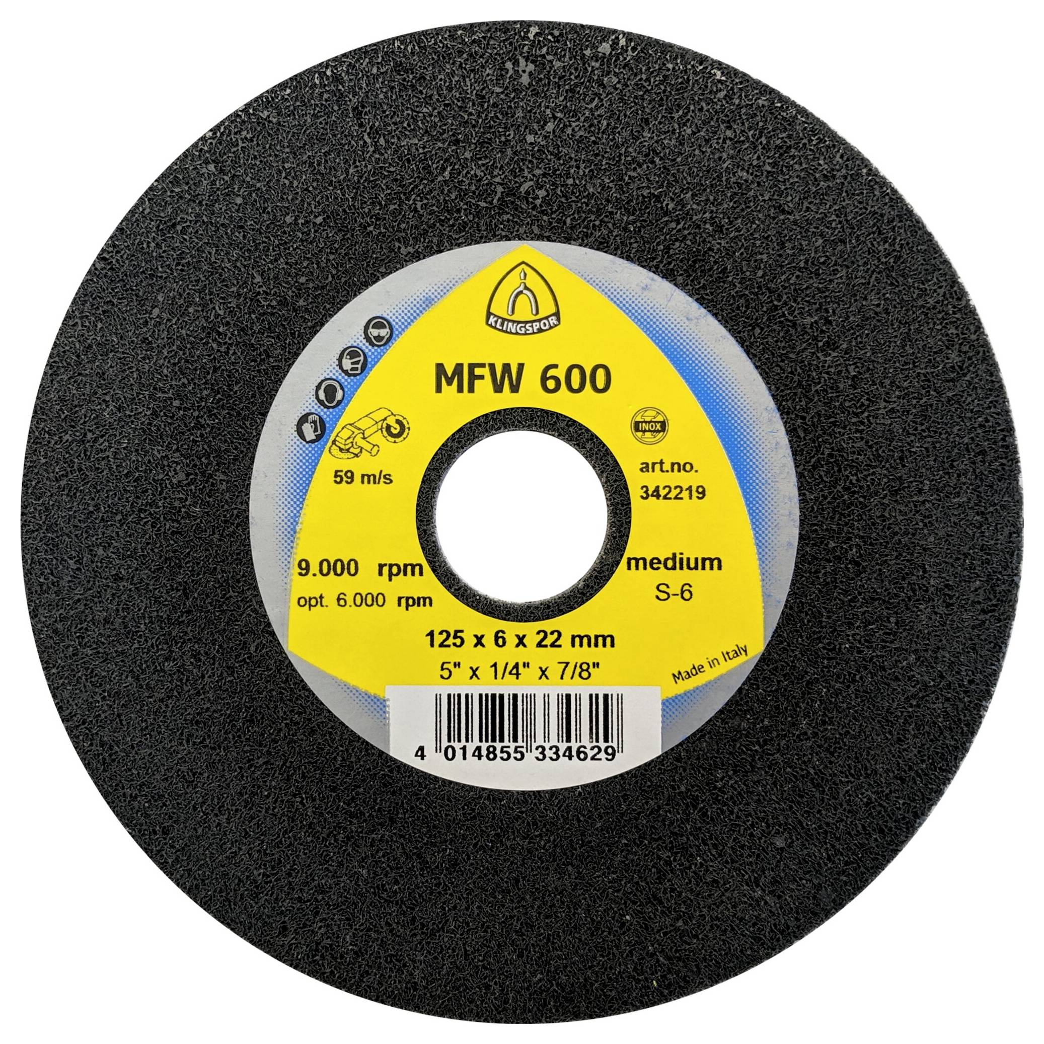 Klingspor 342219 UNITIZED WHEEL 600 Kompaktscheiben, 125 x 6 x 22mm Medium Siliziumkarbid 125mm 5St.