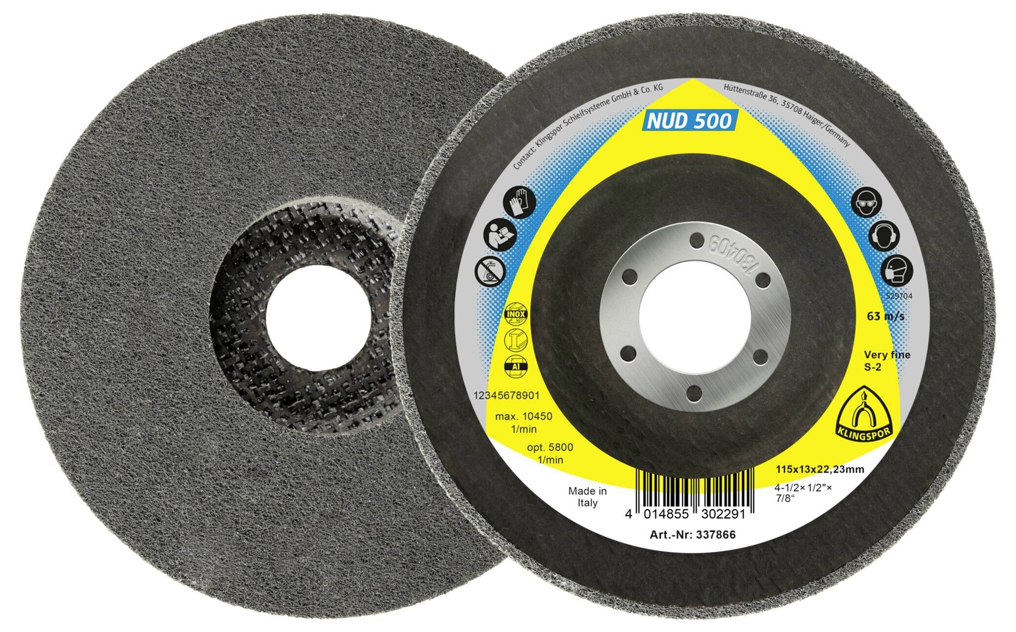 Klingspor 337863 NUD 500 Kompaktscheiben, 125 x 13 x 22,23mm Very Fine Siliziumkarbid 125mm 5St.