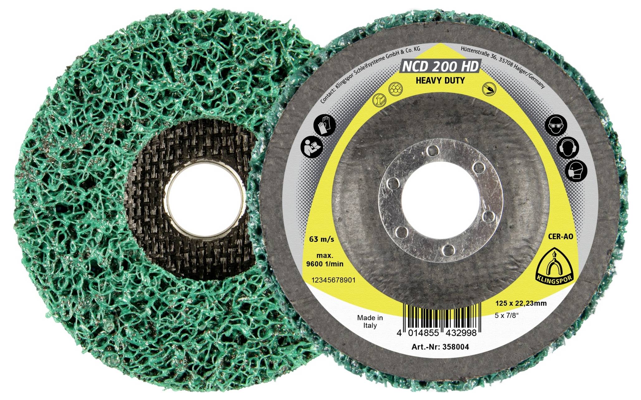 Klingspor 358004 NCD 200HD Reinigungsscheibe, 125 x 22,23mm extra grob Korund gerade 125mm 5St.