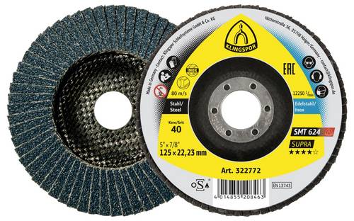 Klingspor 322780 SMT 624 Schleifmopteller, 150 x 22,23 mm Korn 80 gewölbt Durchmesser 150 mm 10 St.